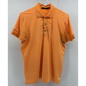 Ralph Lauren RLX Polo Men's Shirt Orange White Striped Classic Fit Size Medium